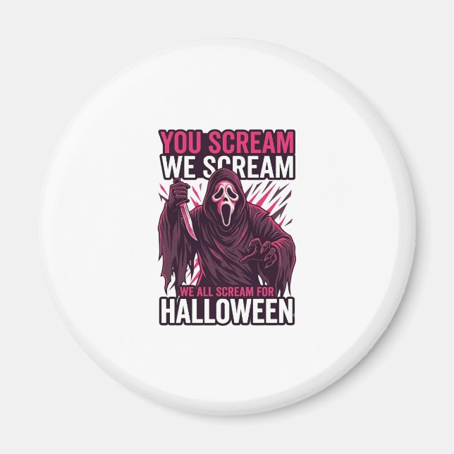 You Scream We Halloween Ghostface Blodig Kniv Magnet (Framsidan)