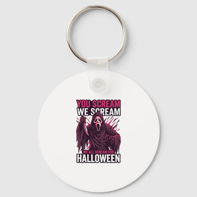 You Scream We Halloween Ghostface Blodig Kniv Nyckelring (Framsida)