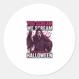You Scream We Halloween Ghostface Blodig Kniv Runt Klistermärke