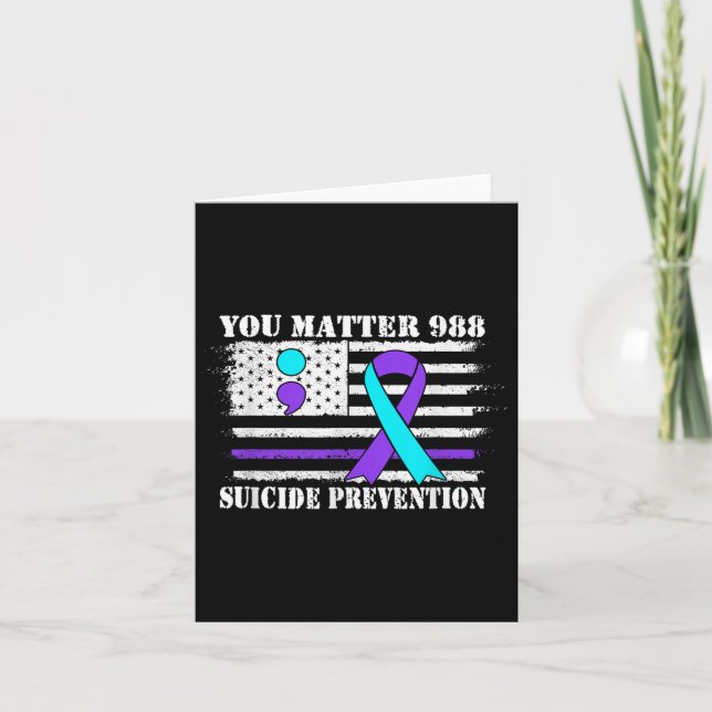 You Semi Colon 988 Suicide Prevention Awareness  Kort (Framsida)