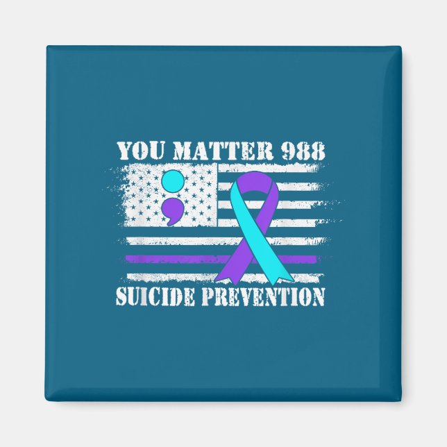 You Semi Colon 988 Suicide Prevention Awareness  Magnet (Framsidan)
