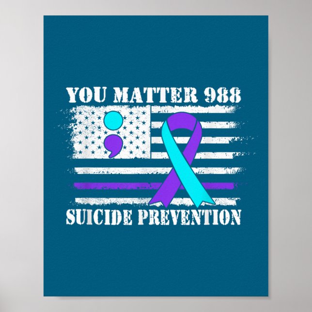 You Semi Colon 988 Suicide Prevention Awareness  Poster (Framsidan)