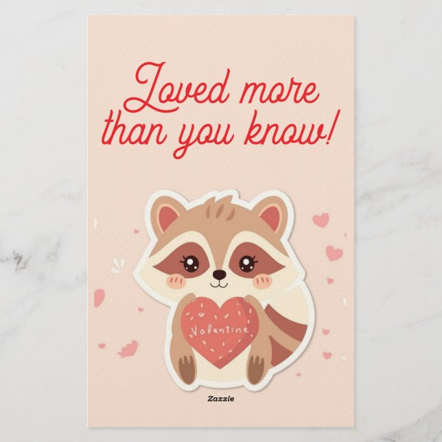 You Stole My Heart Raccoon Valentine Card Brevpapper (Baksida)