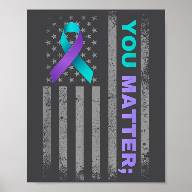 You Suicide Prevention Awareness American Flag Rib Poster (Framsidan)