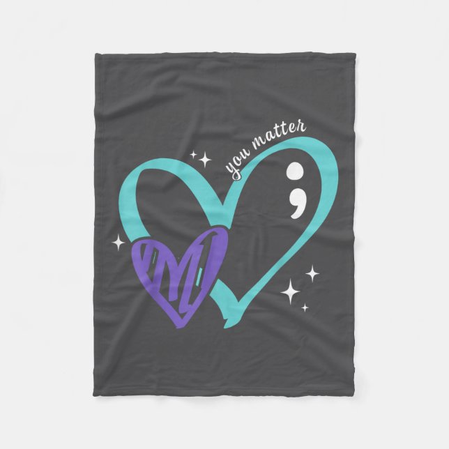 You Suicide Prevention Awareness Teal &amp; Purple Fleecefilt (Framsidan)