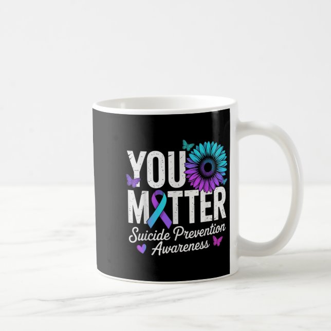 You Suicide Prevention Awareness Teal &amp; Purple Kaffemugg (Höger)