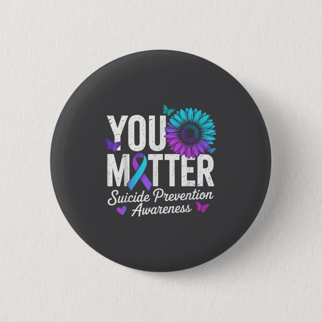 You Suicide Prevention Awareness Teal &amp; Purple Knapp (Framsida)