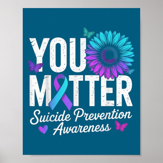 You Suicide Prevention Awareness Teal &amp; Purple Poster (Framsidan)