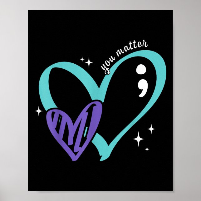 You Suicide Prevention Awareness Teal &amp; Purple Poster (Framsidan)