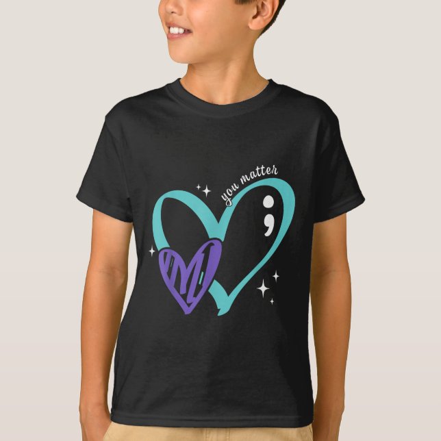 You Suicide Prevention Awareness Teal &amp; Purple T Shirt (Framsida)