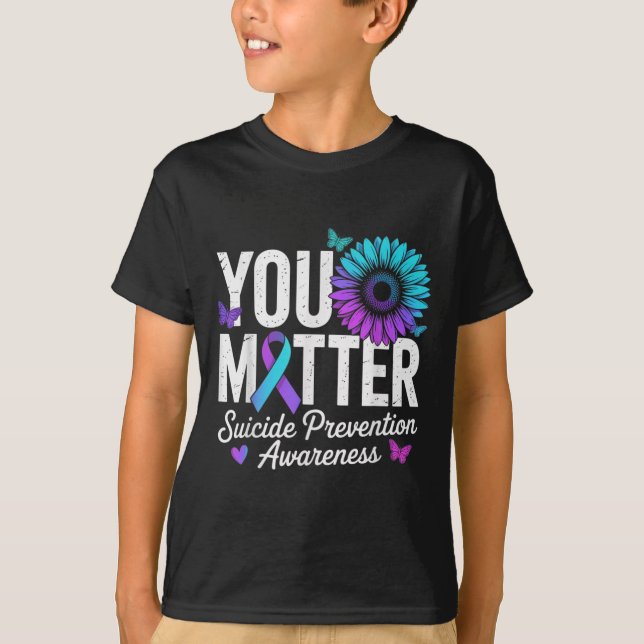 You Suicide Prevention Awareness Teal &amp; Purple T Shirt (Framsida)
