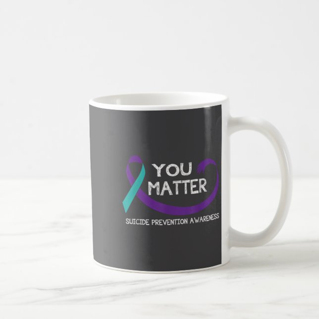 You Suicide Prevention Awareness Teal Purple Hand  Kaffemugg (Höger)