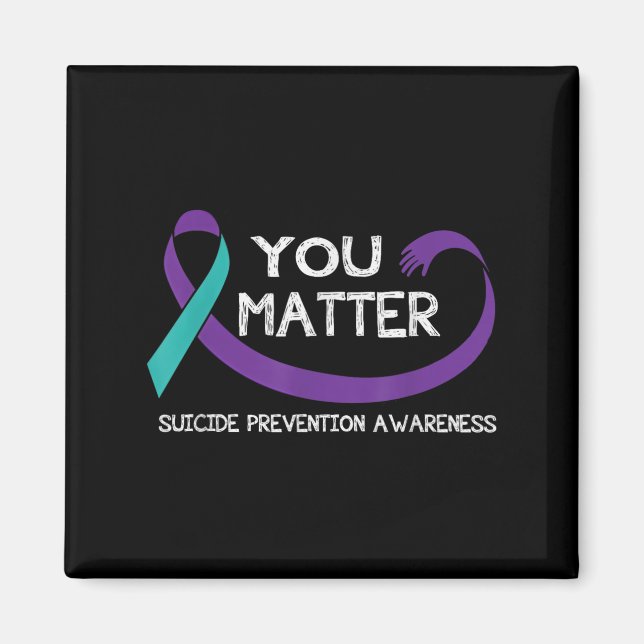 You Suicide Prevention Awareness Teal Purple Hand  Magnet (Framsidan)