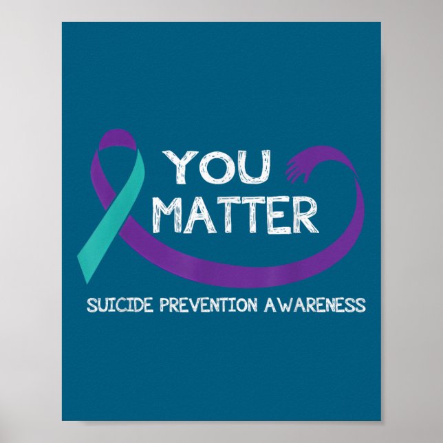 You Suicide Prevention Awareness Teal Purple Hand  Poster (Framsidan)