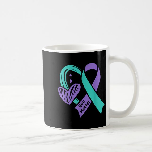 You Suicide Prevention Awareness Teal Purple Heart Kaffemugg (Höger)