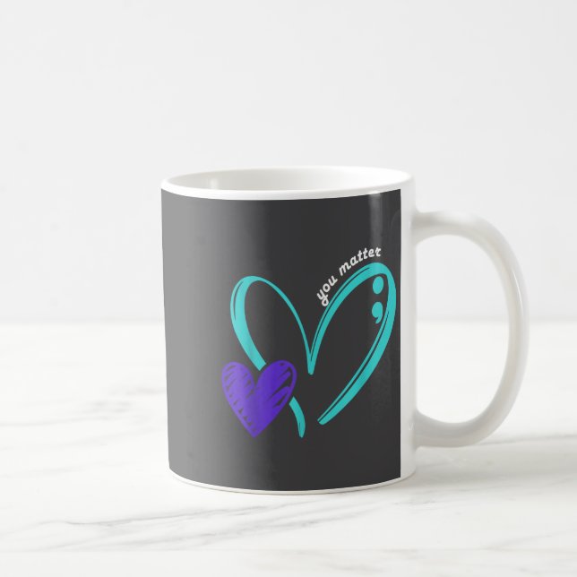You Suicide Prevention Awareness Teal Purple Heart Kaffemugg (Höger)