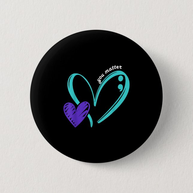 You Suicide Prevention Awareness Teal Purple Heart Knapp (Framsida)