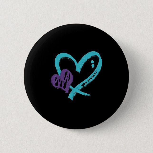 You Suicide Prevention Awareness Teal Purple Heart Knapp (Framsida)