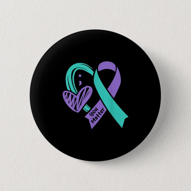 You Suicide Prevention Awareness Teal Purple Heart Knapp (Framsida)
