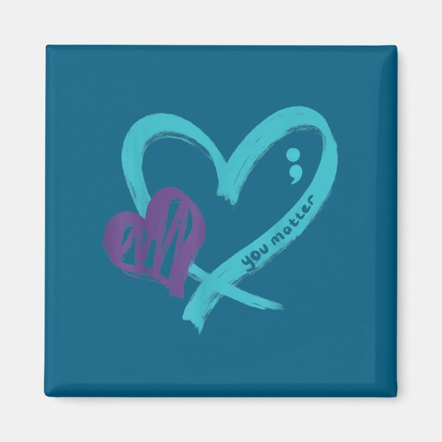 You Suicide Prevention Awareness Teal Purple Heart Magnet (Framsidan)