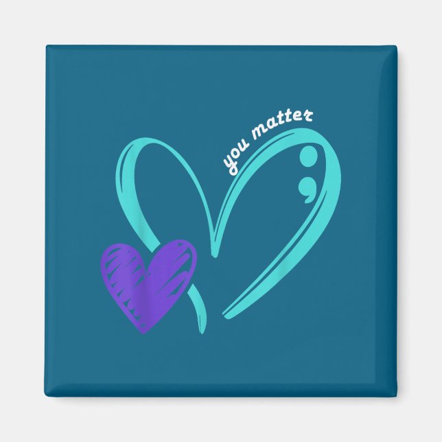 You Suicide Prevention Awareness Teal Purple Heart Magnet (Framsidan)