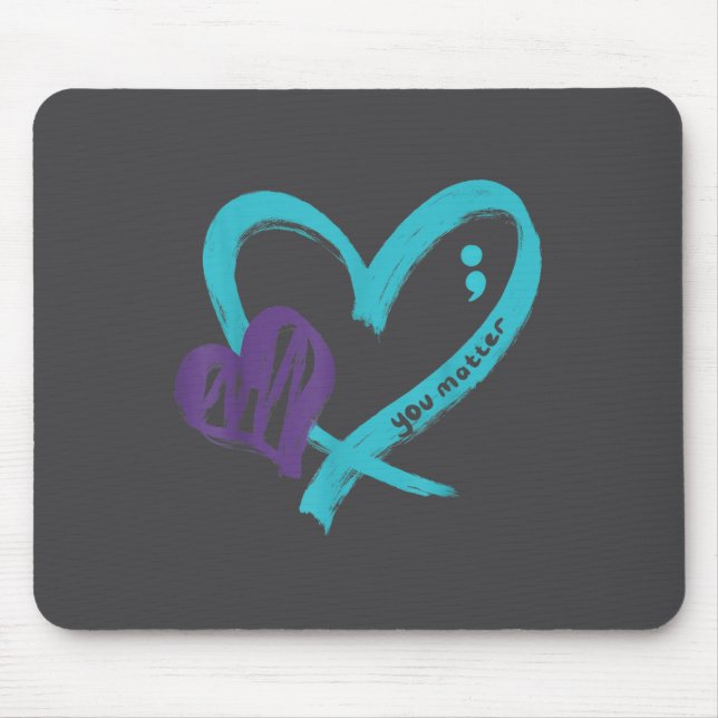 You Suicide Prevention Awareness Teal Purple Heart Musmatta (Framsidan)
