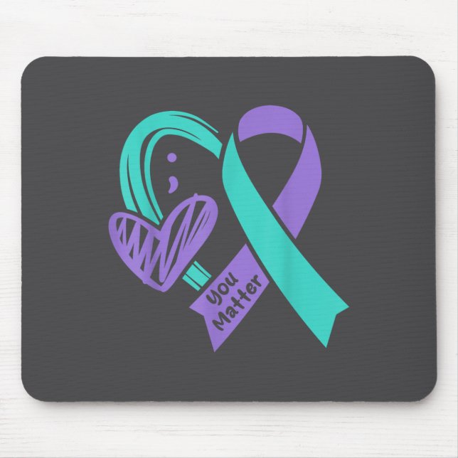You Suicide Prevention Awareness Teal Purple Heart Musmatta (Framsidan)
