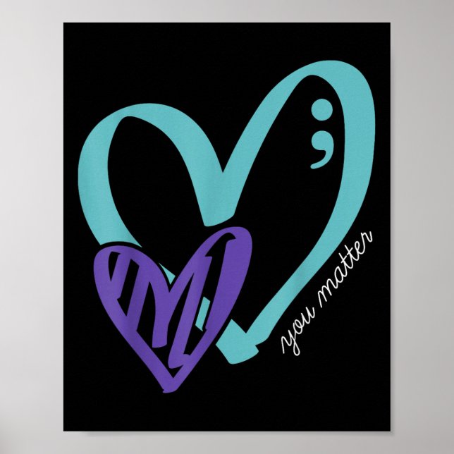 You Suicide Prevention Awareness Teal Purple Heart Poster (Framsidan)