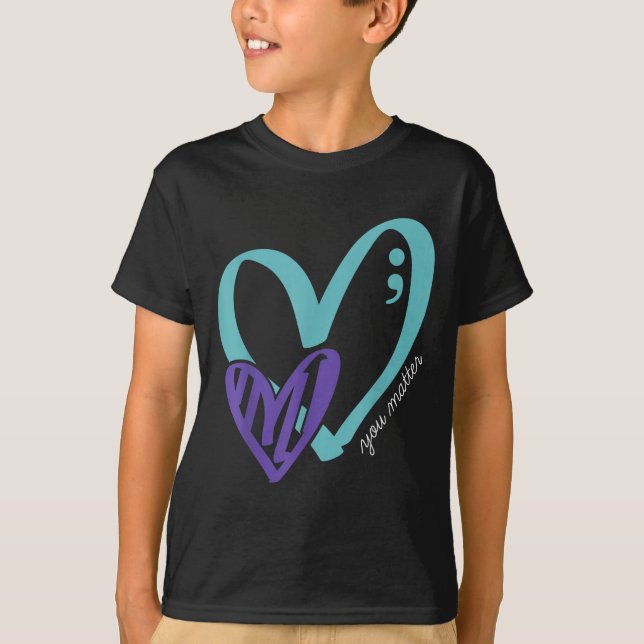 You Suicide Prevention Awareness Teal Purple Heart T Shirt (Framsida)