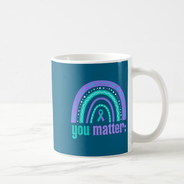 You Suicide Prevention Awareness Teal Purple Rainb Kaffemugg (Höger)