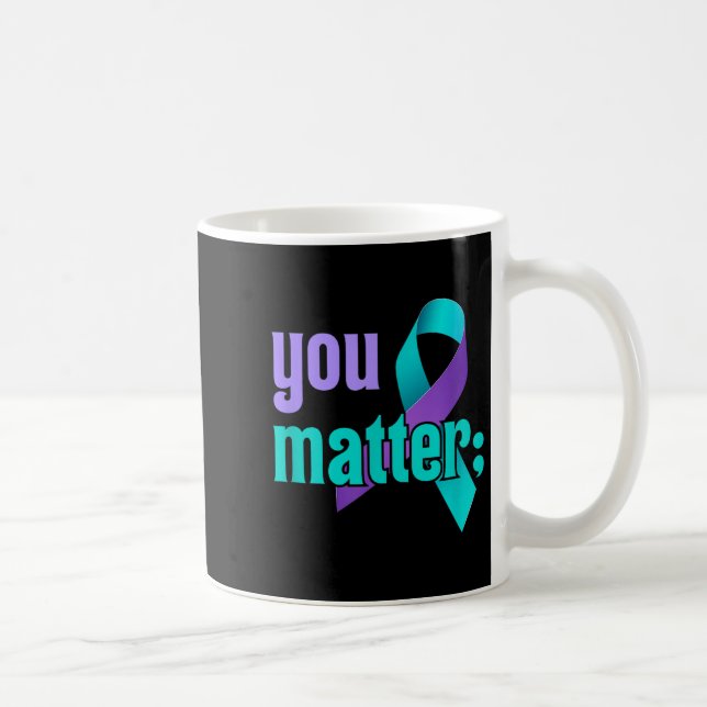 You Suicide Prevention Awareness Teal Purple Rainb Kaffemugg (Höger)