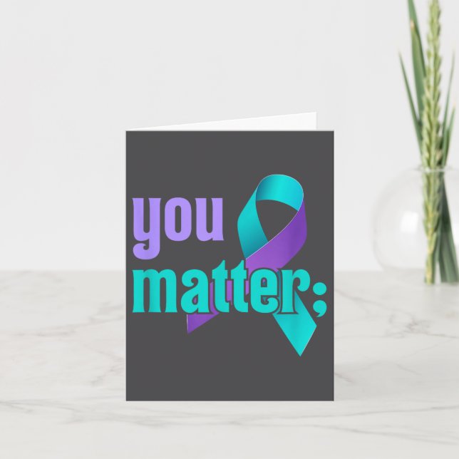 You Suicide Prevention Awareness Teal Purple Rainb Kort (Framsida)