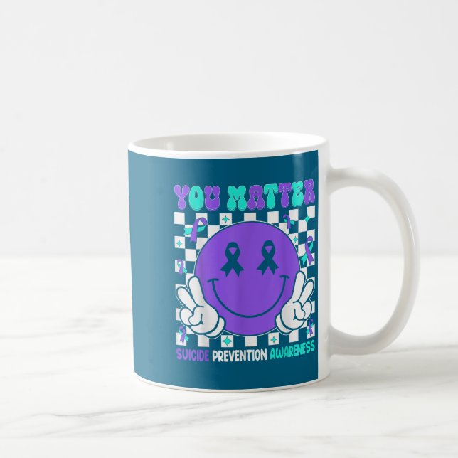 You Suicide Prevention Awareness Teal Purple Ribbo Kaffemugg (Höger)