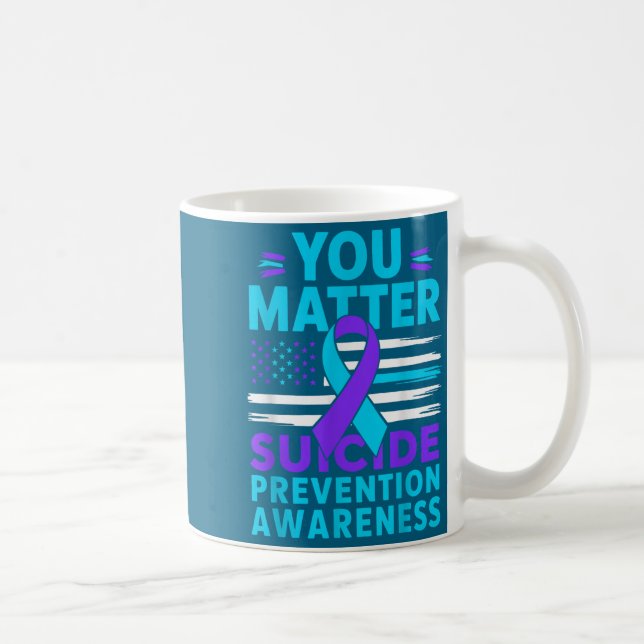You Suicide Prevention Awareness Teal Purple Ribbo Kaffemugg (Höger)