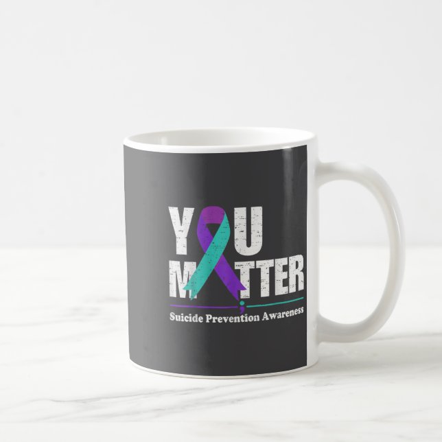 You Suicide Prevention Awareness Teal Purple Ribbo Kaffemugg (Höger)