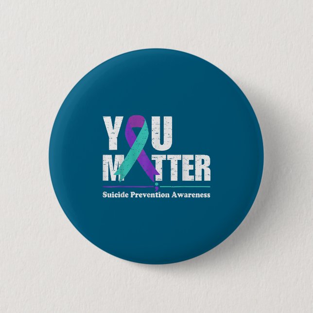 You Suicide Prevention Awareness Teal Purple Ribbo Knapp (Framsida)
