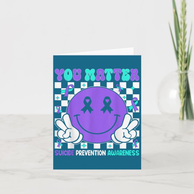 You Suicide Prevention Awareness Teal Purple Ribbo Kort (Framsida)