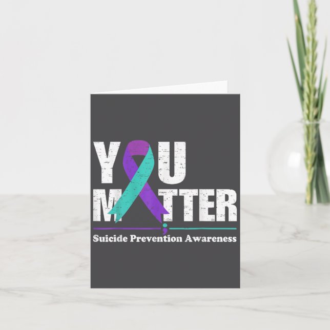 You Suicide Prevention Awareness Teal Purple Ribbo Kort (Framsida)
