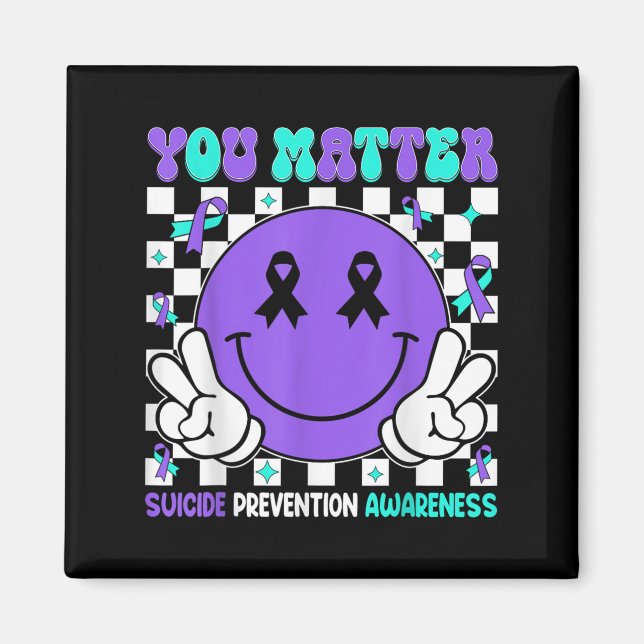 You Suicide Prevention Awareness Teal Purple Ribbo Magnet (Framsidan)