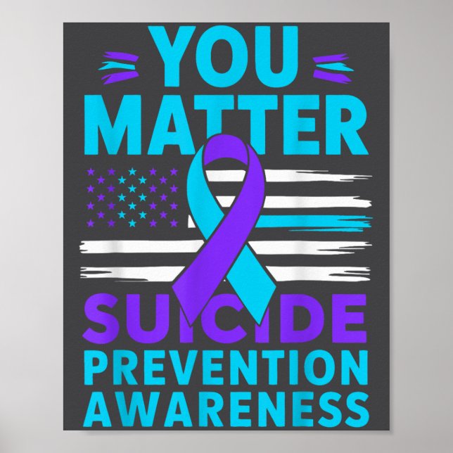 You Suicide Prevention Awareness Teal Purple Ribbo Poster (Framsidan)