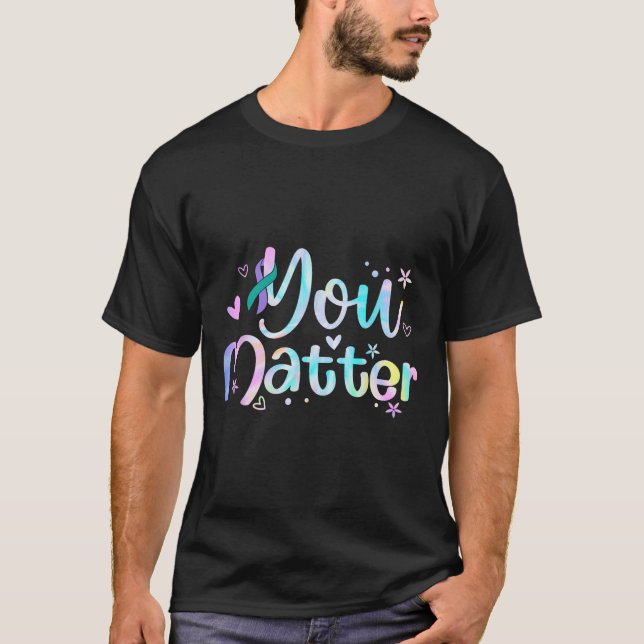 You Suicide Prevention Awareness Teal Purple Ribbo T Shirt (Framsida)
