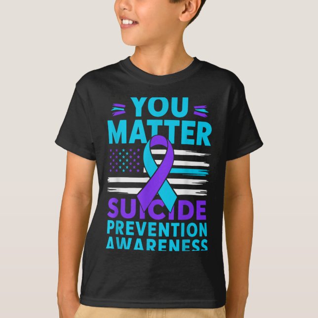 You Suicide Prevention Awareness Teal Purple Ribbo T Shirt (Framsida)