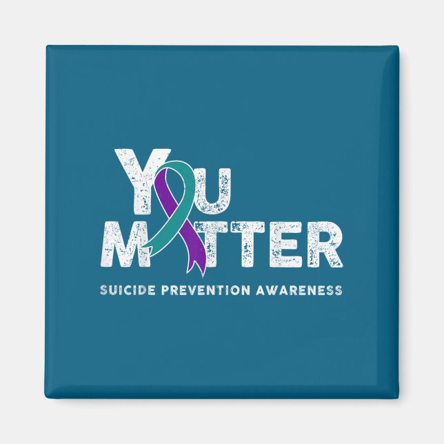 You Suicide Prevention Month Gift Teal Purple Ribb Magnet (Framsidan)