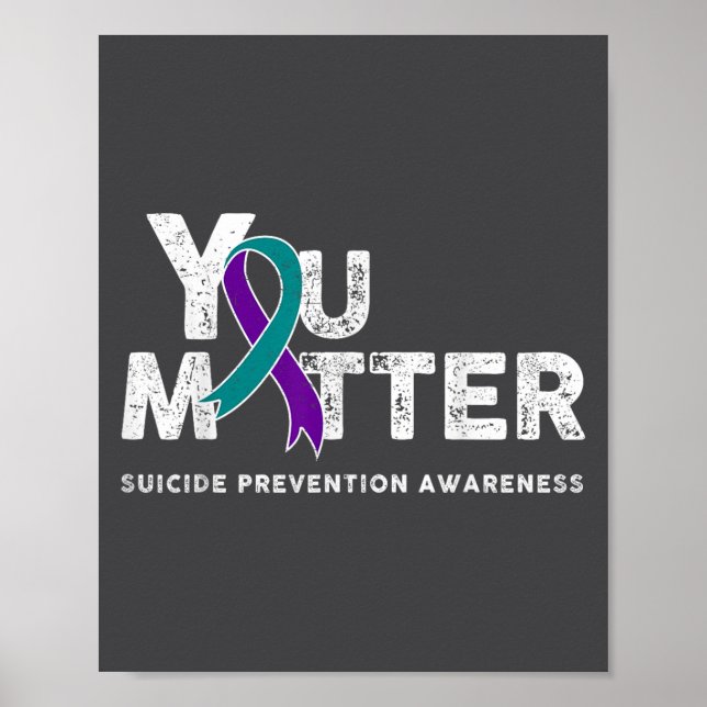 You Suicide Prevention Month Gift Teal Purple Ribb Poster (Framsidan)