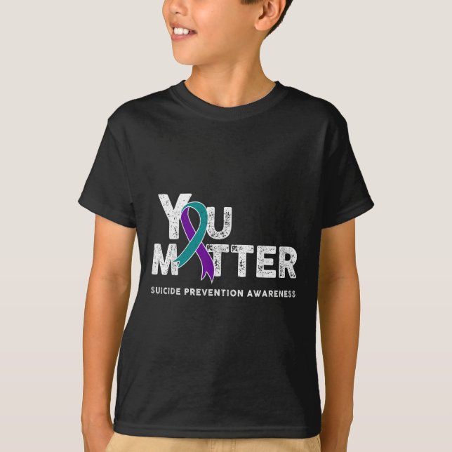 You Suicide Prevention Month Gift Teal Purple Ribb T Shirt (Framsida)