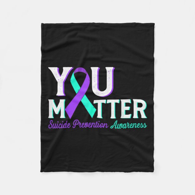 You Suicide Prevention Teal &amp; Purple Awareness Fleecefilt (Framsidan)