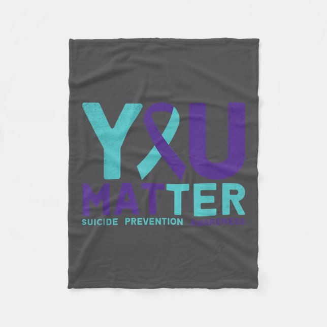 You - Suicide Prevention Teal Purple Awareness Rib Fleecefilt (Framsidan)
