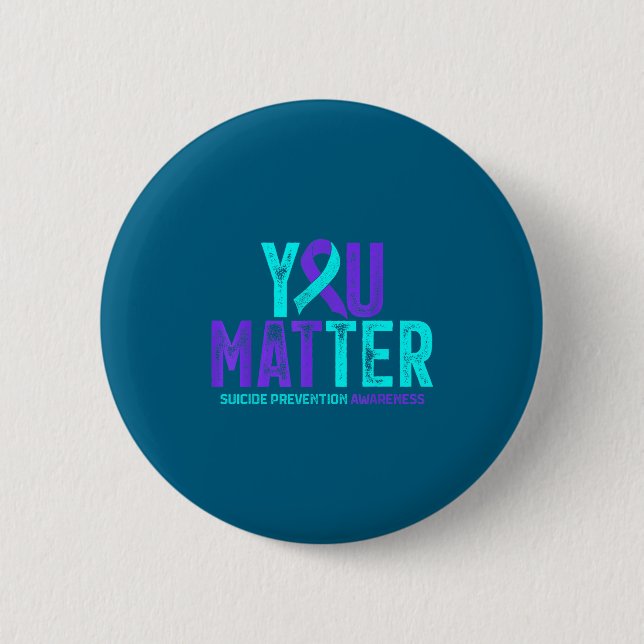 You - Suicide Prevention Teal Purple Awareness Rib Knapp (Framsida)