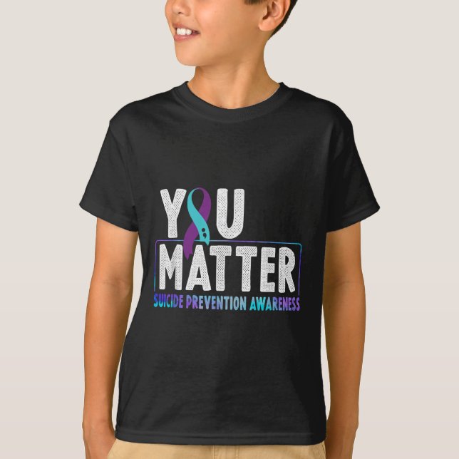 You - Suicide Prevention Teal Purple Awareness Rib T Shirt (Framsida)