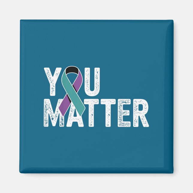 You Suicide Prevention Teal Purple Awareness Ribbo Magnet (Framsidan)